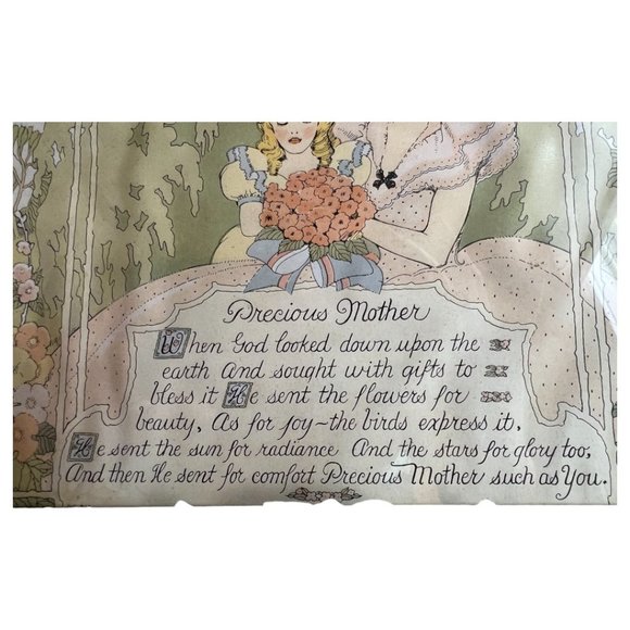 Vtg 1930s PRECIOUS MOTHER Poem Print Art Gold Frame Mother's Day Hanger 9" x 7" - Picture 8 of 16